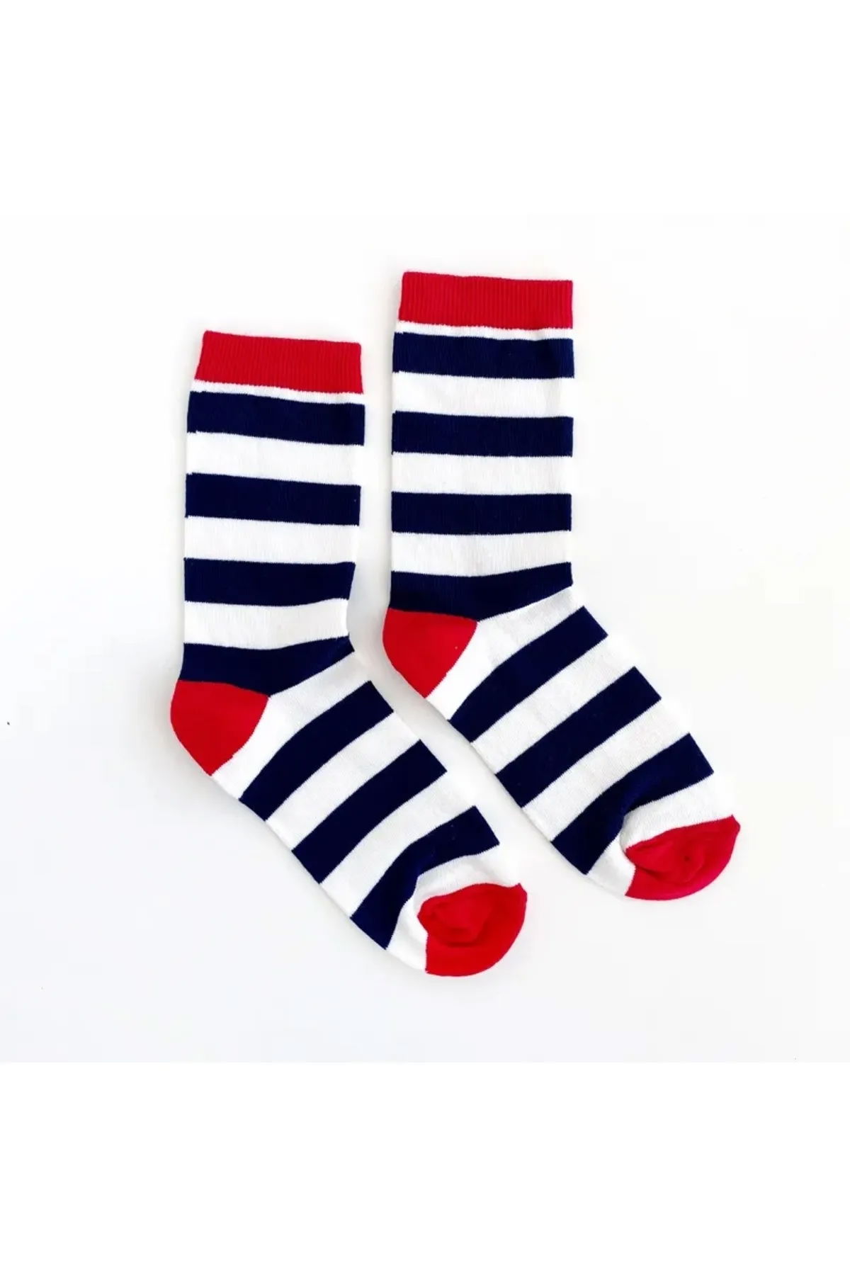 Unisex Navy Blue and White Patterned Socks - Lksçrp21